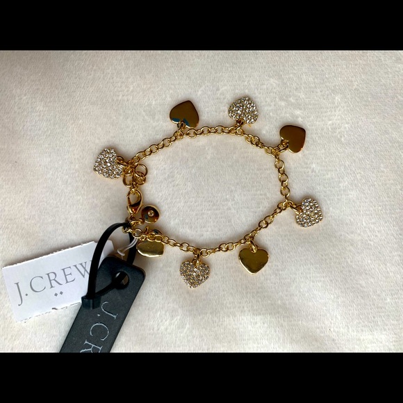 J.Crew - Crystal and gold hearts charm bracelet - Picture 1 of 8